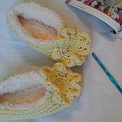 Обувь ручной работы handmade. Livemaster - original item Knitted Slippers - the sun. Handmade.