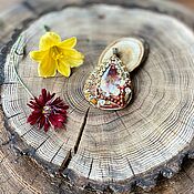 Soutache pendant, pendant decoration made of natural stone Turban