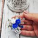 Pin Brooch: Bouquet rose flowers blue white, Brooches, Taganrog,  Фото №1