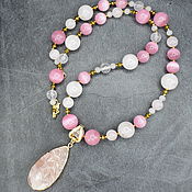 Украшения handmade. Livemaster - original item Rose Quartz Natural Stone. Necklace with a removable druze pendant. Handmade.