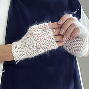 Аксессуары handmade. Livemaster - original item Mittens: white handmade down gloves, 193. Handmade.
