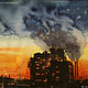 Акварель картина урбанистический пейзаж город, Картины, Санкт-Петербург,  Фото №1