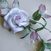 Свадебный салон handmade. Livemaster - original item Silk flowers twig brooch Delicate cloud. Handmade.