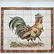 Для дома и интерьера ручной работы. Ярмарка Мастеров - ручная работа Kitchen Apron, Tiles and Tiles: Rooster Hunter. Handmade.