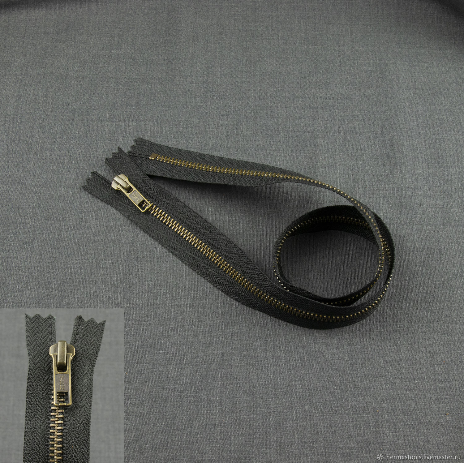 Молния YKK 60 см. Антик. Тесьма черная. Тип 5 в интернет-магазине на ...