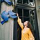 Вышитая женская стильная синяя блуза, Блузки, Чернигов,  Фото №1