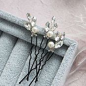 Свадебный салон handmade. Livemaster - original item Hairpins pearls and rhinestones for wedding styling p05. Handmade.