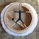 shaman's tambourine, trimmed 47 by 7 cm goatskin with fur
