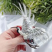 Украшения ручной работы. Ярмарка Мастеров - ручная работа Brooch-pin in the form of birds Cranes. A beaded brooch. Handmade.