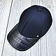 Baseball cap made of genuine crocodile leather and thick fabric, to order!, Baseball caps, St. Petersburg,  Фото №1