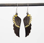Украшения handmade. Livemaster - original item Wood black angel wing earrings. Handmade.