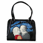 Сумки и аксессуары handmade. Livemaster - original item Leather woman black handbag "Magritte. The Lovers". Handmade.