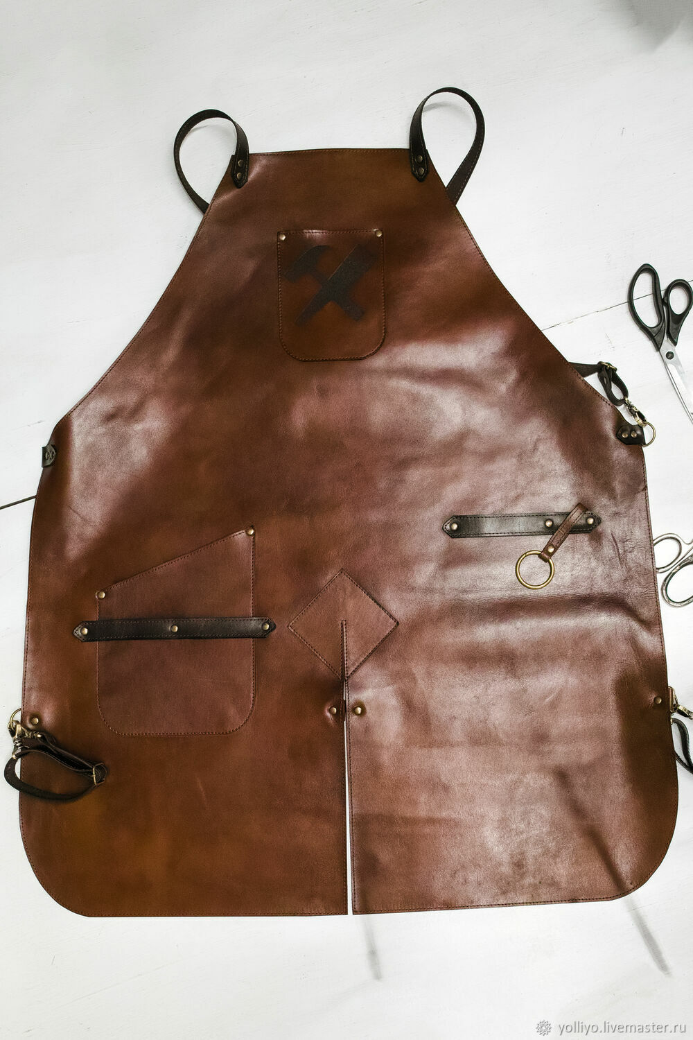 Фартук из натуральной кожи "Кузнец" с ремнями вскрест – купить онлайн ...