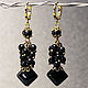 Earrings with natural black agate, Earrings, Moscow,  Фото №1