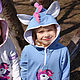 Unicorn children's hoodie with ears on the hood, Blue Hoodie Pony. Sweatshirts and hoodies. Lara (EnigmaStyle). My Livemaster. Фото №4
