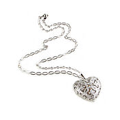 Украшения handmade. Livemaster - original item Pendant with cubic zirconia, heart pendant, heart pendant opening. Handmade.