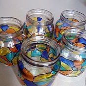 Для дома и интерьера handmade. Livemaster - original item Candlesticks: glass 5 pieces. stained glass.. Handmade.