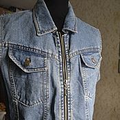 Винтаж handmade. Livemaster - original item Vest denim. Vest with zipper.. Handmade.