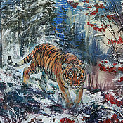 Картины и панно handmade. Livemaster - original item Painting on canvas Amur tiger. A portrait of the animal.. Handmade.