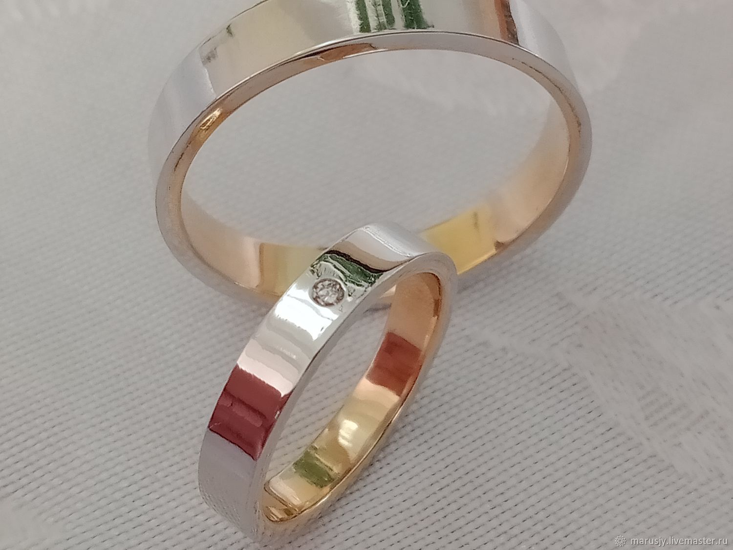 Пара обручальных колец из золота 585 с бриллиантом+родий в интернет ...