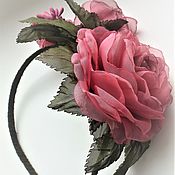 Украшения handmade. Livemaster - original item Rim with roses made of fabric. 