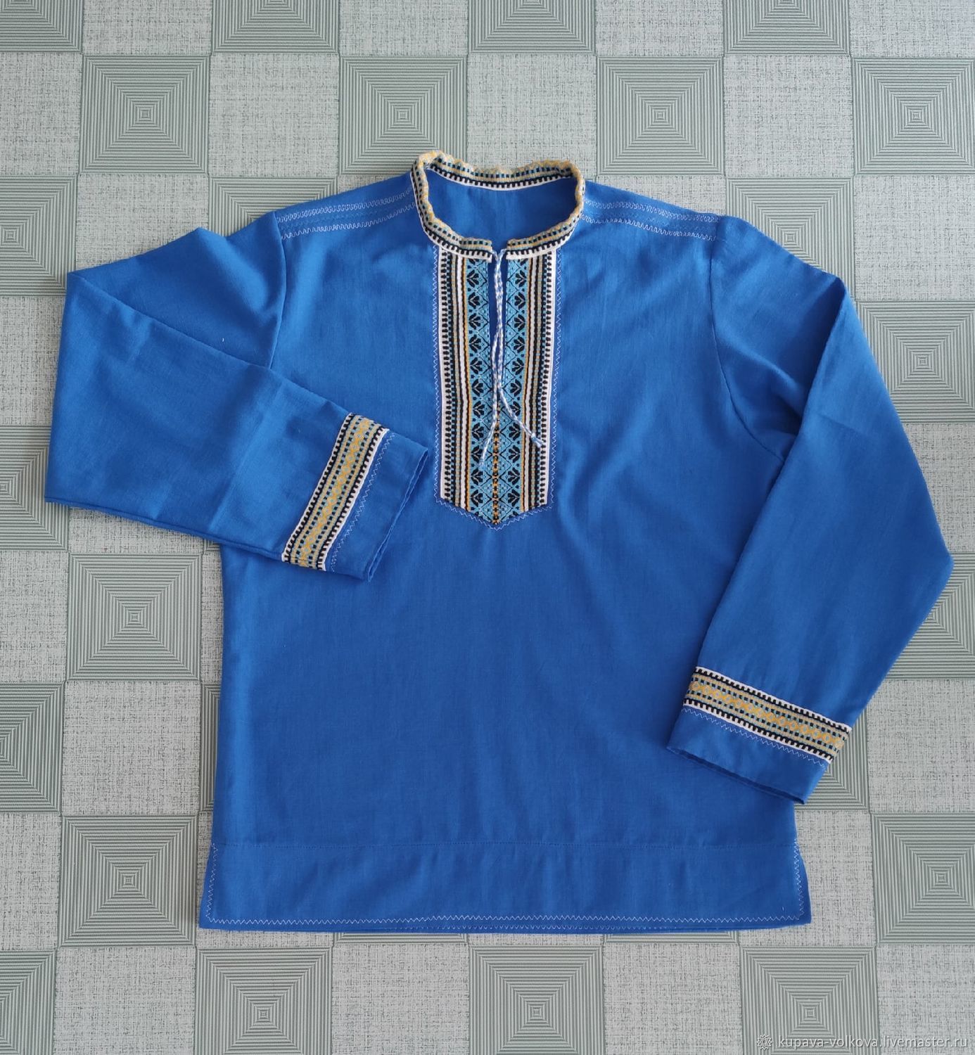 Men's shirt blue Slavic Russian, People\\\'s shirts, Anapa,  Фото №1