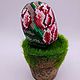 Easter egg made of beads.Pink tulips, Easter souvenirs, Velikie Luki,  Фото №1