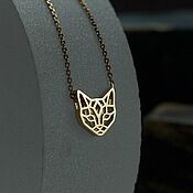 Украшения handmade. Livemaster - original item Cat Pendant (Cat) | Gold-plated silver | Geometry Collection. Handmade.
