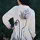 White blouse with painting and embroidery ' Wondrous flower'. Blouses. KVITKA. Online shopping on My Livemaster.  Фото №2