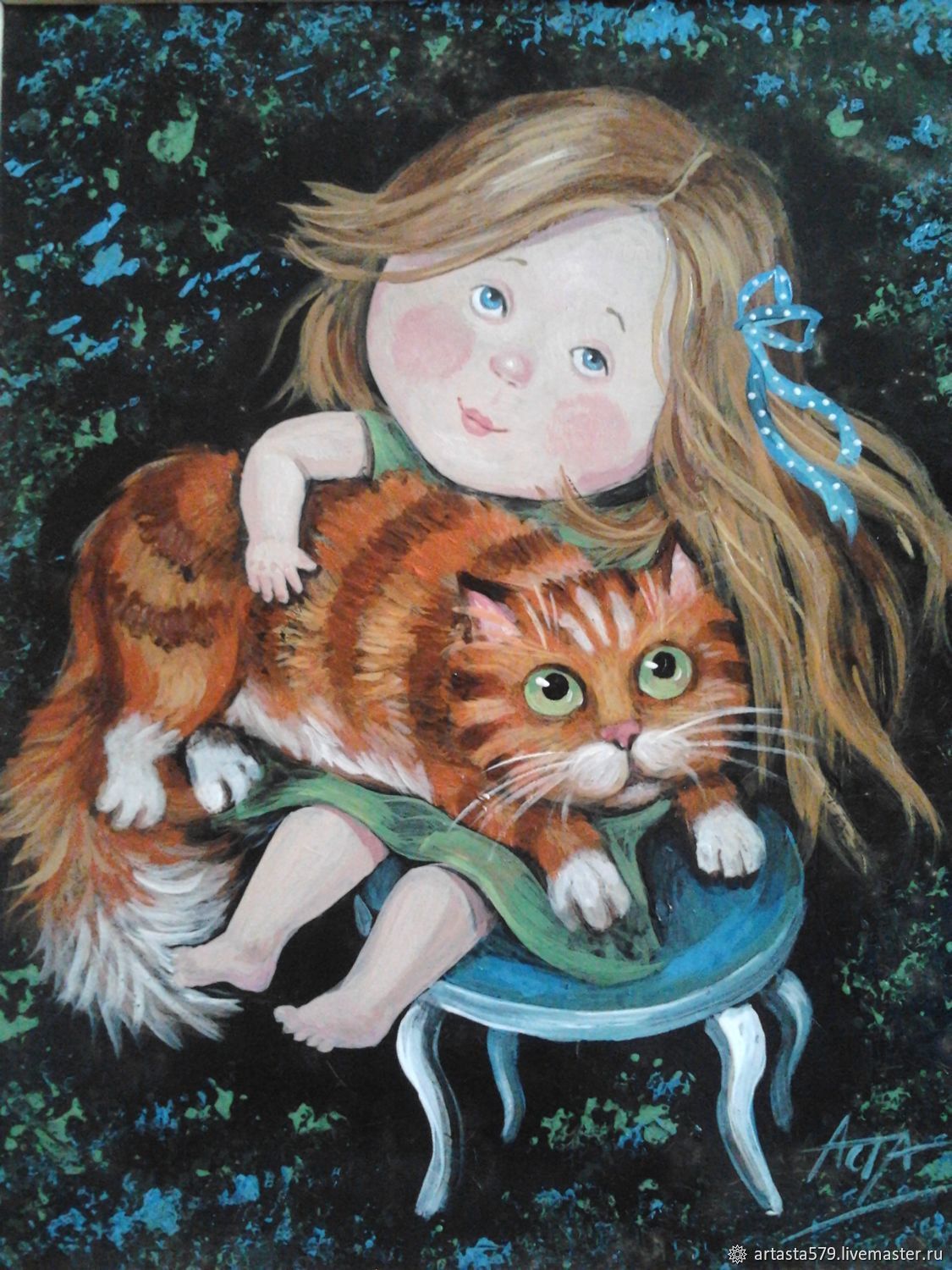 Девочка и кот картинки