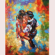 Картины и панно handmade. Livemaster - original item Tango dance for two oil painting on canvas. Handmade.