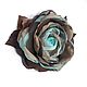 FABRIC FLOWERS. Chiffon rose brooch ' Turquoise in chocolate'. Brooches. fioridellavita. Online shopping on My Livemaster.  Фото №2