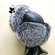 Hat with earflaps made of silver Fox fur and genuine leather. Hat with ear flaps. Mishan (mishan). My Livemaster. Фото №4