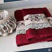 Для дома и интерьера handmade. Livemaster - original item VICTORIAN ROSES - terry towel with cuff. Handmade.