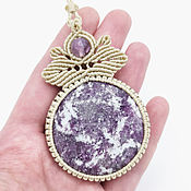 Украшения handmade. Livemaster - original item Pendant lepidolite pendant Natural stone lilac beige pendant. Handmade.