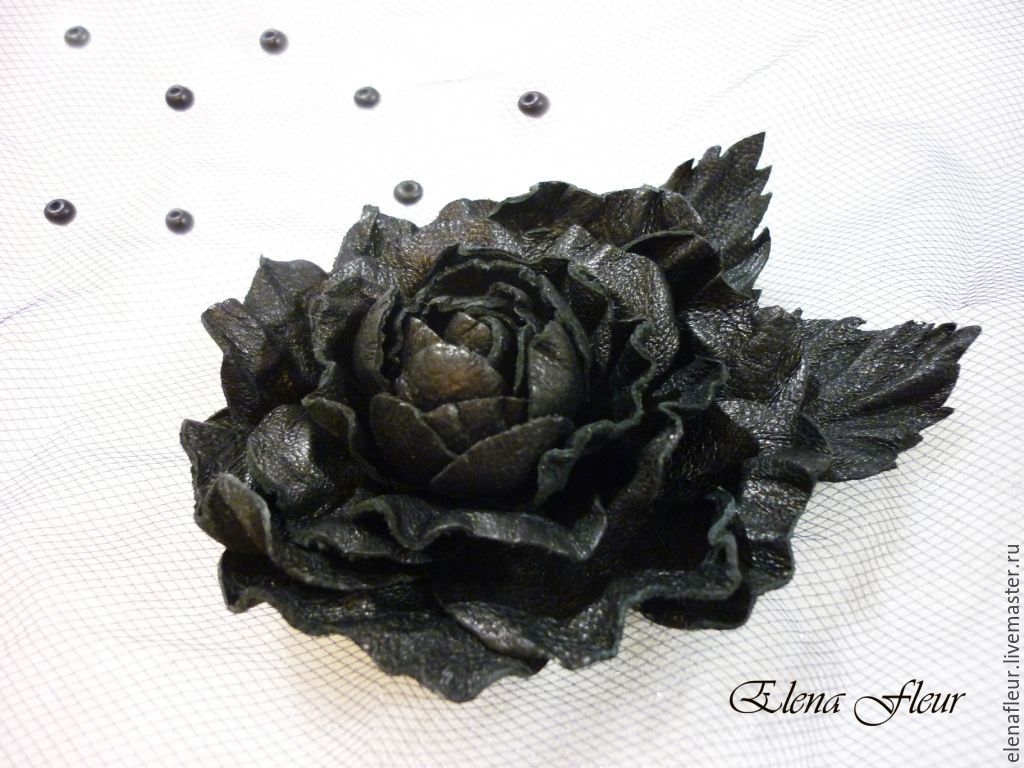 black rose hair clip