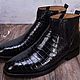 Crocodile leather ankle boots, premium, in black, Boots, St. Petersburg,  Фото №1