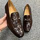 Loafers for men, made of genuine crocodile leather, in brown color!. Loafers. SHOES&BAGS. My Livemaster. Фото №6