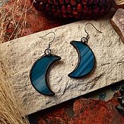 Украшения handmade. Livemaster - original item Blue Crescent Earrings (e-014-03). Handmade.