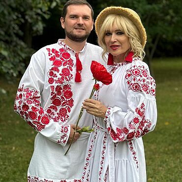 Свадебный салон ручной работы. Ярмарка Мастеров - ручная работа Свадебный парный  комплект одежды: Платье и Рубаха вышитые. Handmade.