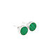 Round stud earrings with malachite, in silver. Handmade, Stud earrings, Moscow,  Фото №1