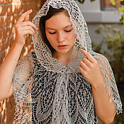 Аксессуары handmade. Livemaster - original item Handkerchief to the temple Blue haze linen Don shawl in assortment. Handmade.