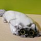 Estatuilla gato Reclinado de piedra Ural natural anhidrita, Figurines, Horde,  Фото №1