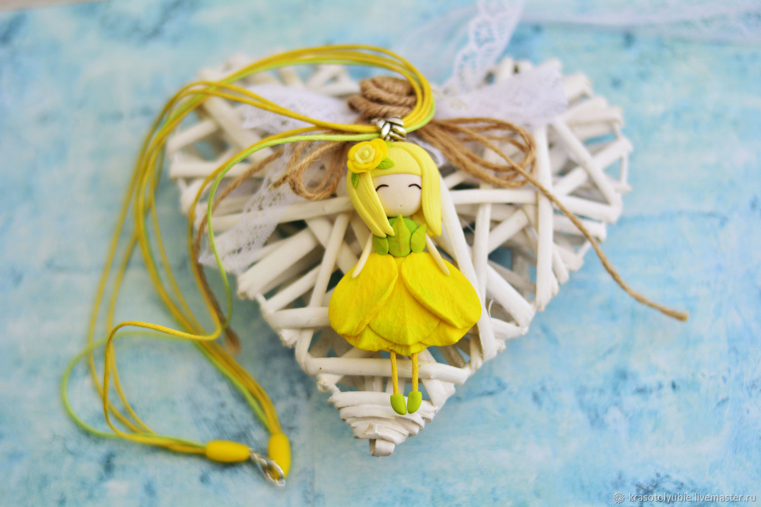 Желтая роза (кулон из полимерной глины) – заказать на Ярмарке Мастеров ...