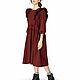 Cotton dress with ruffles in wine color. Dresses. ivavavilonskaya. My Livemaster. Фото №5