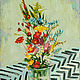 Order Picture: Bouquet on a striped napkin. Ekaterina Petrovskaya / Painting (ekatestudio). Livemaster. . Pictures Фото №3