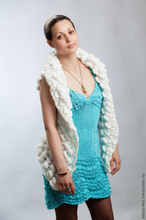 Платье из хлопка на спицах \"Бирюза\" в интернет-магазине на Ярмарке ...