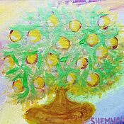 Картины и панно handmade. Livemaster - original item Painting an apple tree on a rainbow. Watercolor mother-of-pearl 
