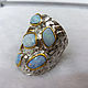 Anillo Azul de ópalos de plata 925. Rings. pearl_stones_jewellery. Online shopping on My Livemaster.  Фото №2