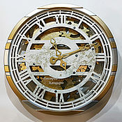 Для дома и интерьера handmade. Livemaster - original item Large wall clock with rotating gears gold. Handmade.